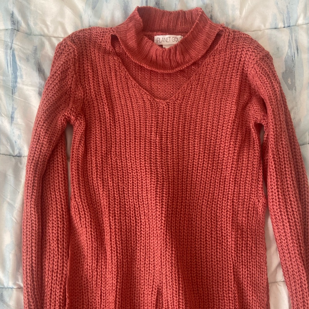 pink cut out sweater